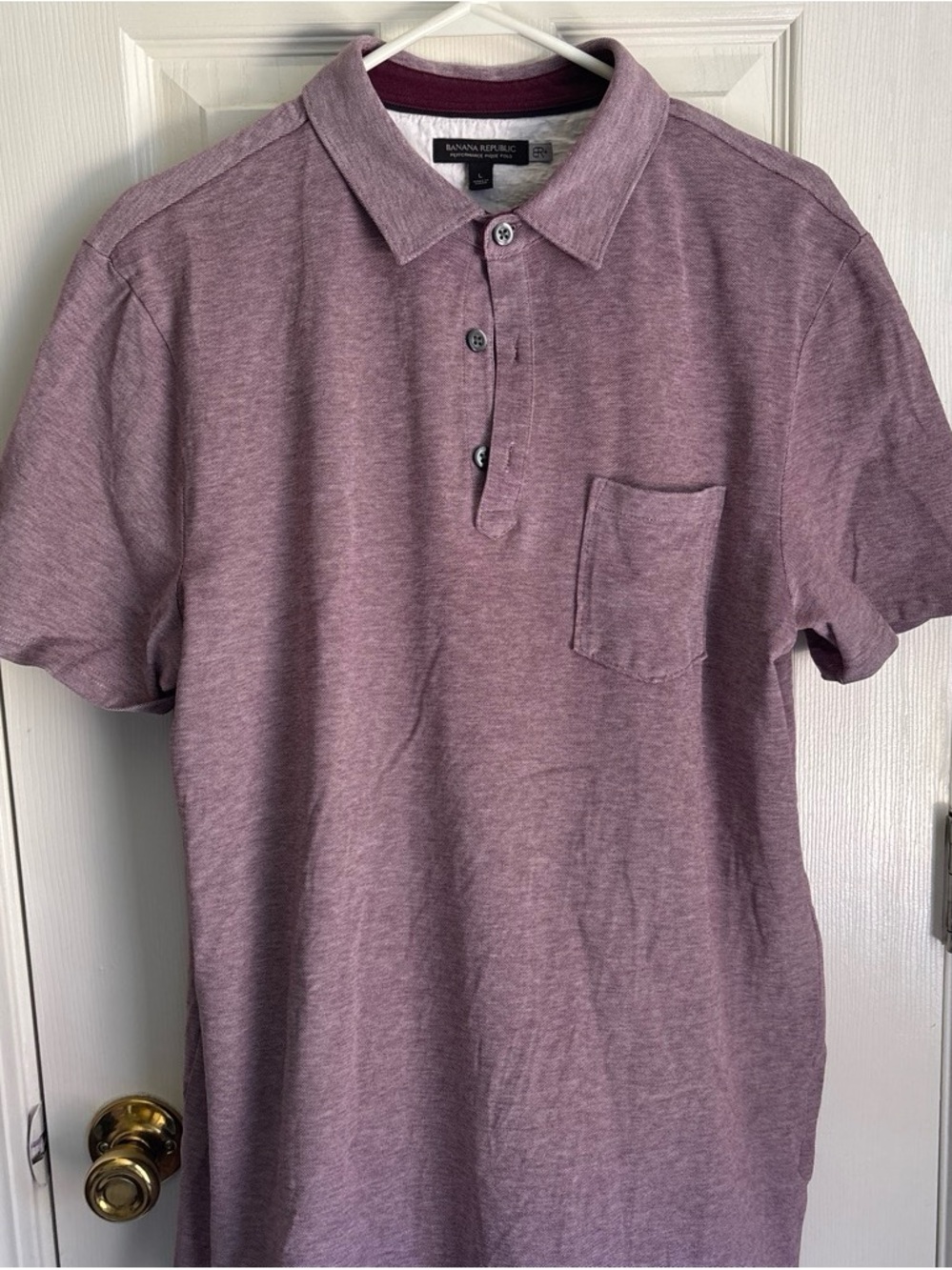 Banana Republic Men's Heather Mauve Polo Shirt